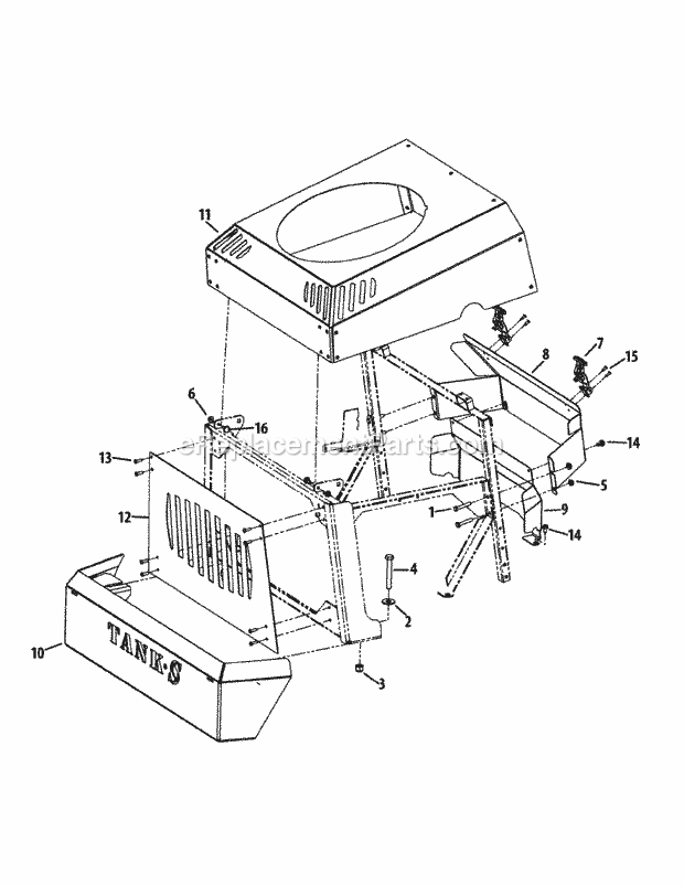Hood & Bumper Diagram and Parts List for S6032-D 53AY8DU6050 Cub Cadet Sprayer